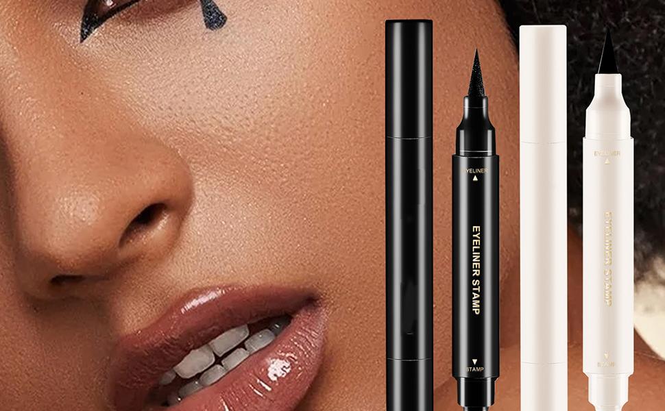 Stamp Eyeliner - Liquid Black Winged Eyeliner - Wingliner Black Makeup Pens, Double-Headed Perfect