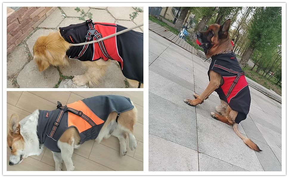 ASMPET Dog Winter Coat, Waterproof Dog Jacket for Thunderstorm, Fleece Lining Dog