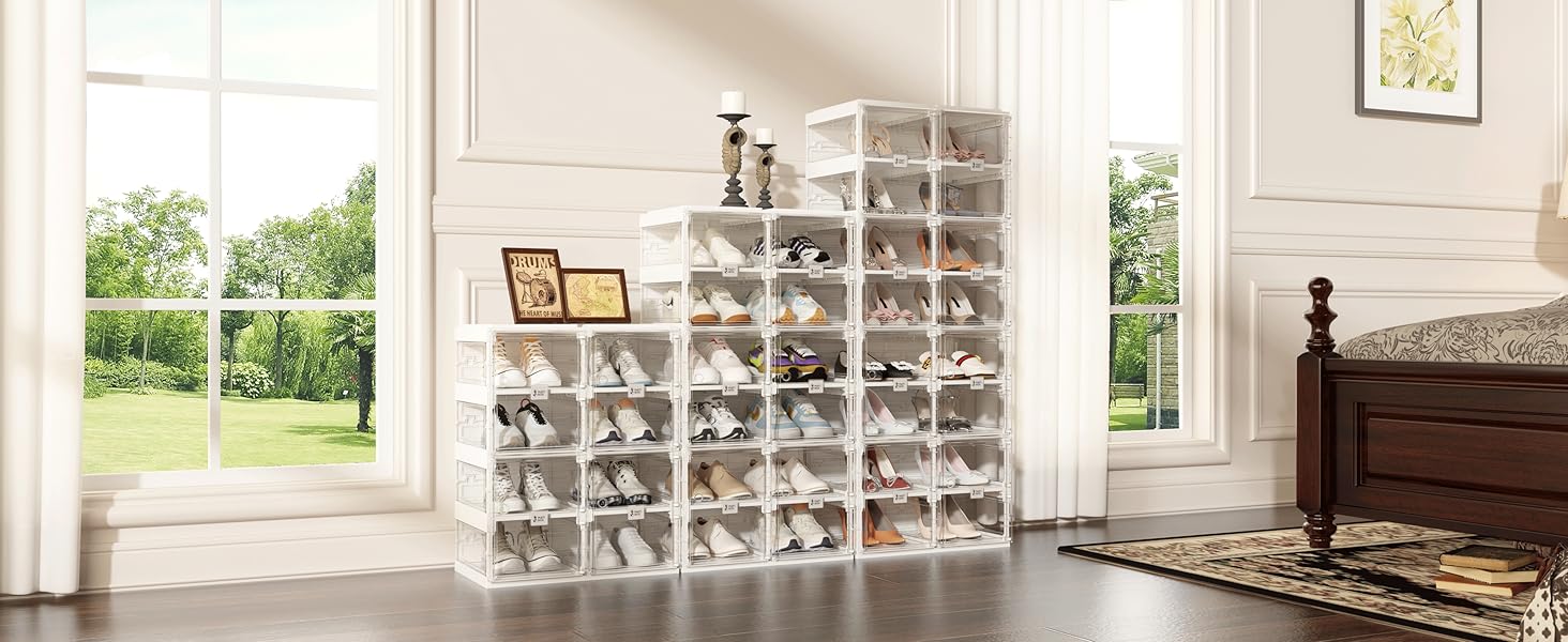 fitfit - ショウ Shoe Rack, Bamboo Foldable Shoes Organizer Free Standing