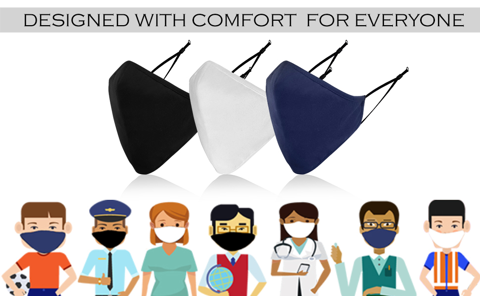 Cotton Washable Cloth Reusable Face Masks UK Adjustable 3 Layer