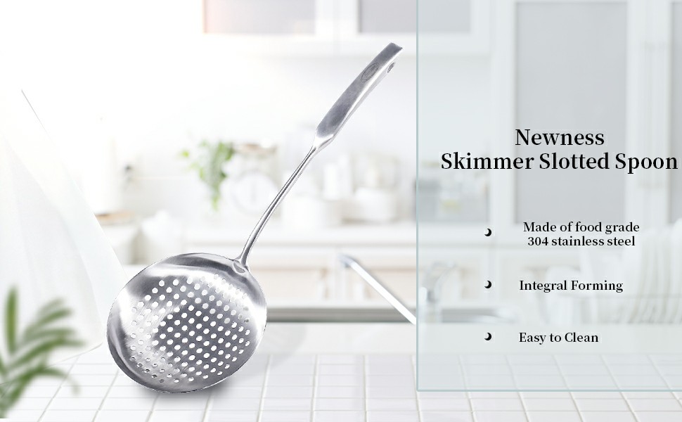 Newness Skimmer Slotted Spoon, [Rustproof, Integral Forming, Durable