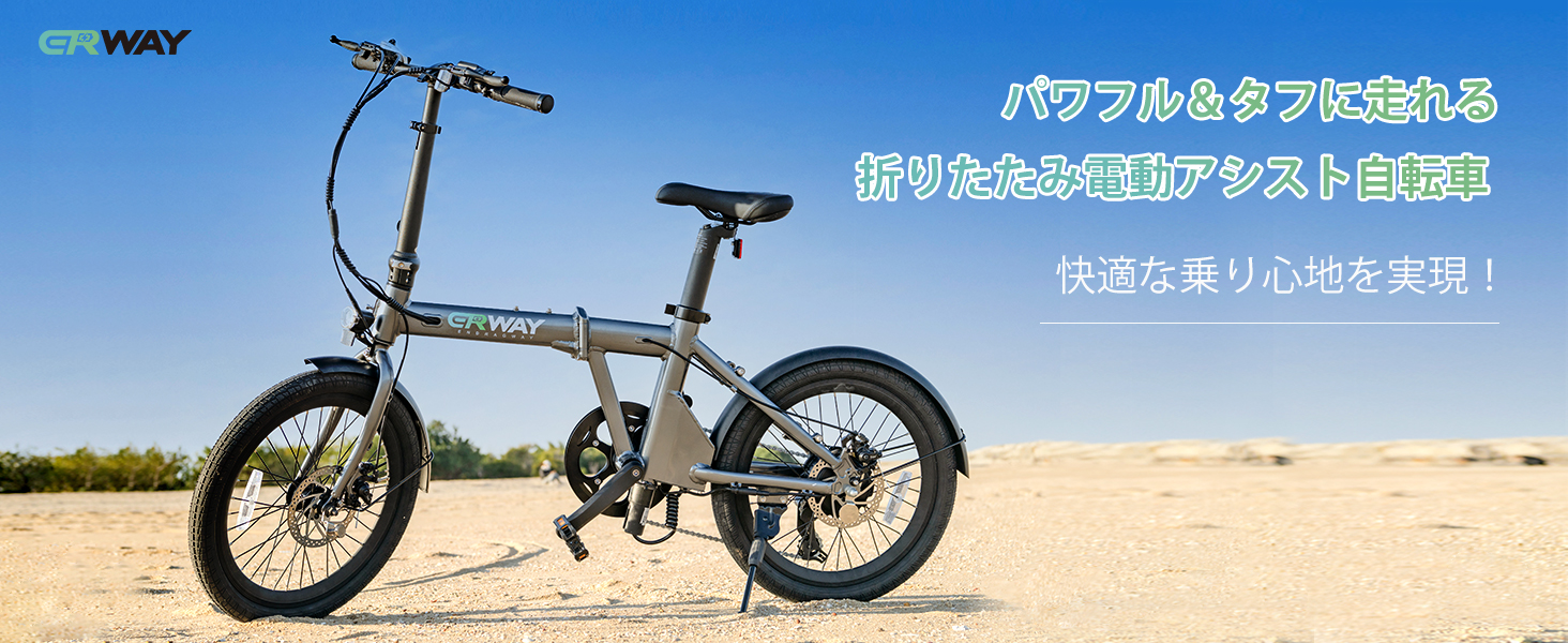 ERWAY電動アシスト 折りたたみ自転車 グレー20インチ　オプション多数 GRWAY電動アシスト 折りたたみ自転車 グレー20インチ オプション