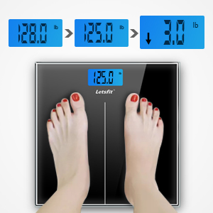 Letsfit Digital Body Weight Scale, Bathroom Scale with Large Backlit Display, Step-On Technology, High Precision Measurements, 400 Pounds 180kg Max, 6mm Tempered Glass