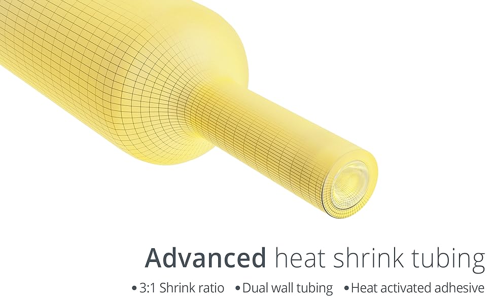 Marine grade heat shrink connectors advanced tubing 1:3 ratio hot melt activated adhesive dual wall