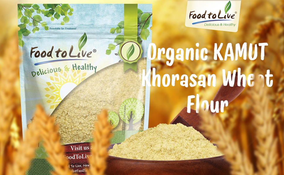 Organic KAMUT Khorasan Wheat Flour, 10 Pounds — Stone Ground Powder, 100 Whole Grain Meal, Non