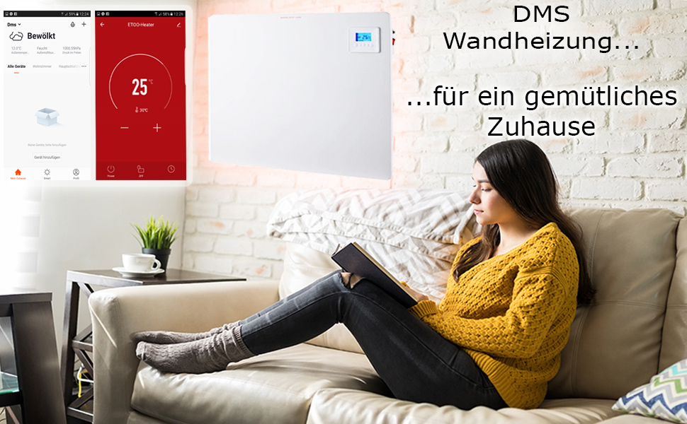 Dms Infrarotheizung Lcd Display Digital Timer Wandheizung Mit App
