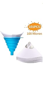 Strainer Cone Silicone Funnel Filter Tip Cone Shaped Fine Nylon Mesh Funnel W/Hooks Disposable