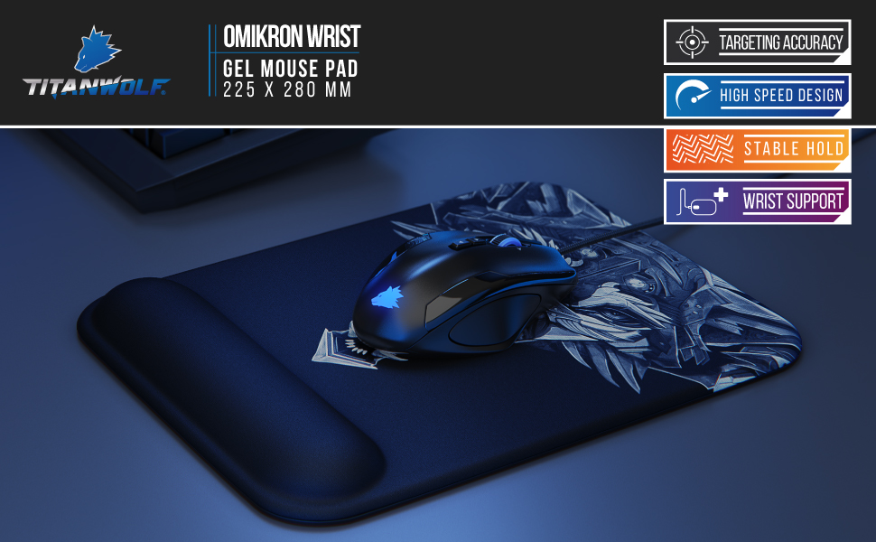 TITANWOLF Large Mouse Pad with wrist rest 22,5x28cm Mouse Mat with