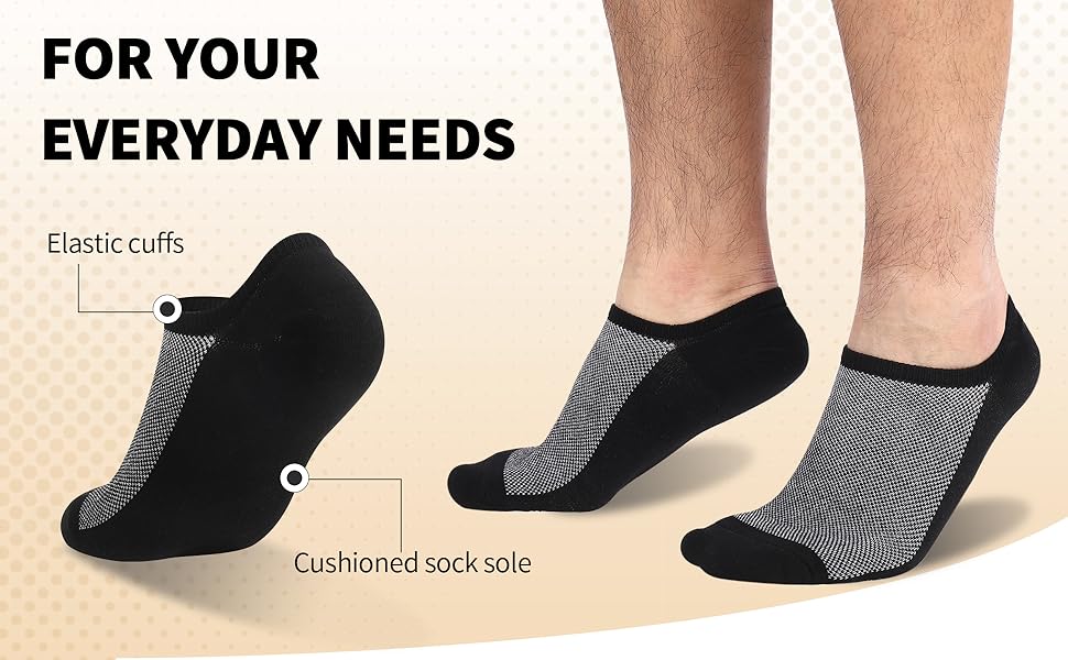 8 Pairs Mens No Show Socks, Trainer Invisible Socks for Men and Women