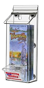 Marketing Holders 4" x 9" Magnetic Outdoor Catalog Brochure Holder with attached Business Card Holde