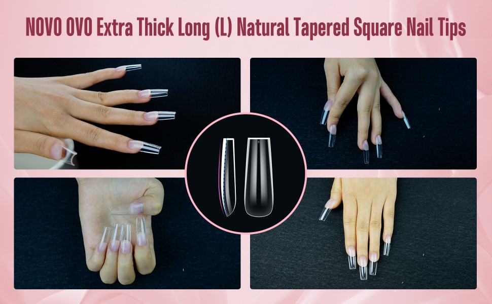 Extra thick L natural tapered square nail tips