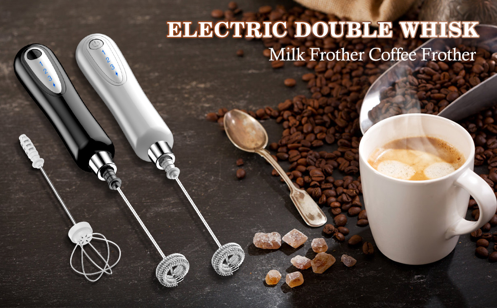 EZCO Milk Frother Rechargeable, 3 Speeds Handheld Electric
