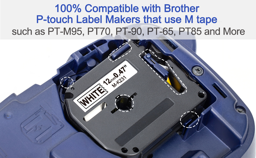 6 Pack Labelife MK231 PTM95 Label Tape Compatible with Brother P