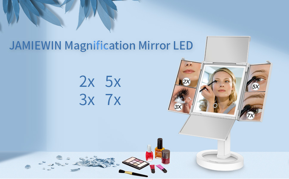 JAMIEWIN Large Magnification Makeup Mirror 7x 5x 3x 2x 1x Vanity