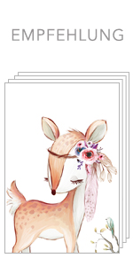Forest animals forest poster decoration girl old pink deer fox unicorn canopy boho animals flowers decoration