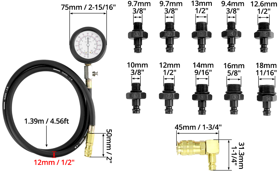 QWORK Oil Pressure Tester Kit, Engine Oil Pressure Tester