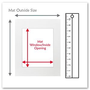 mat outside and inside opening measuring fit print or photo with ruler