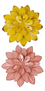 Amazon Com Juegoal 16 Inch Large Metal Flower Wall Art Inspirational Wall Decor Hanging For Indoor Outdoor Home Bedroom Living Room Office Garden Yellow Everything Else