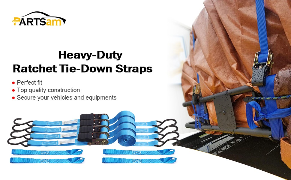 Partsam Ratchet Straps Heavy Duty Tie Down Set, 5208 Break Strength