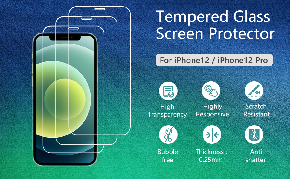 Acediar Screen Protector Compatible with iPhone 12 and