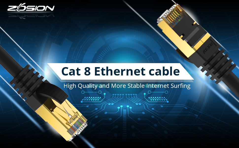 Cable 30 ft Cat 8 Cable, Zosion Cat 8 High Speed 2000MHZ