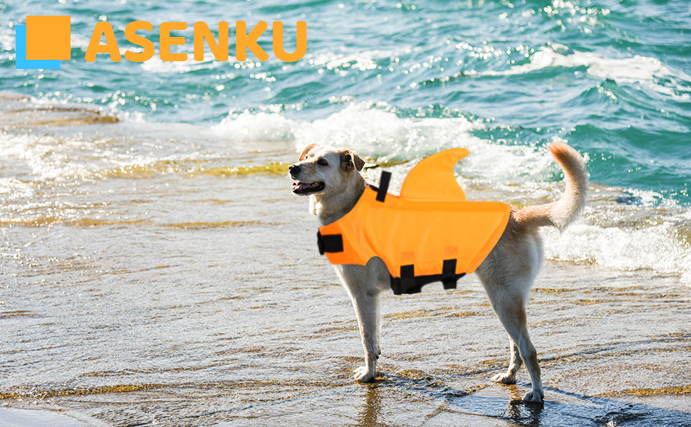 ASENKU Dog Life Jacket, Ripstop Dog Shark Life Jacket Vest