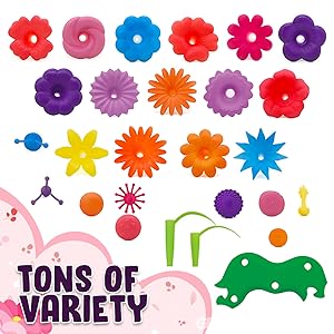 Flower Garden Building Toys for Girls - STEM Toy Gardening Pretend Gift for Kids - Stacking Game