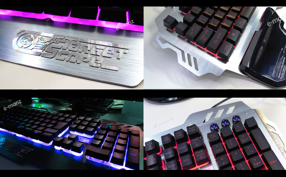 Amazon ゲーミング キーボード テンキー USB有線 7色 LED バックライト アルミ パームレスト 日本語配列 防水