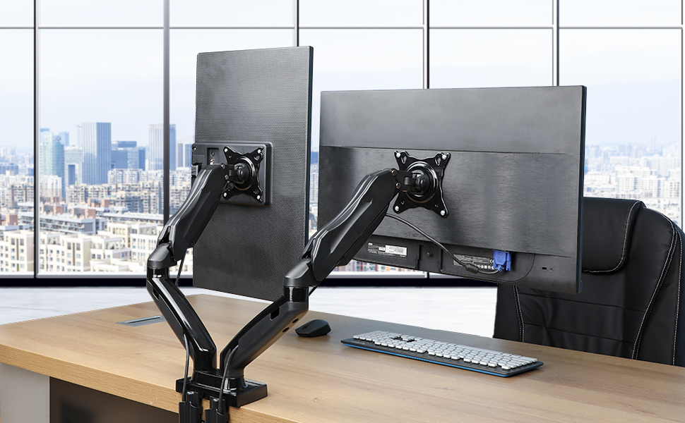 HUANUO Dual Monitor Stand Adjustable Gas Spring Monitor