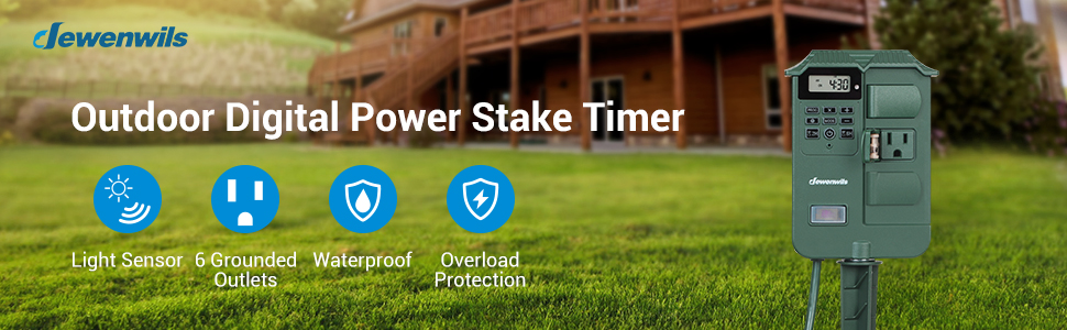dewenwils outdoor digital power stake timer