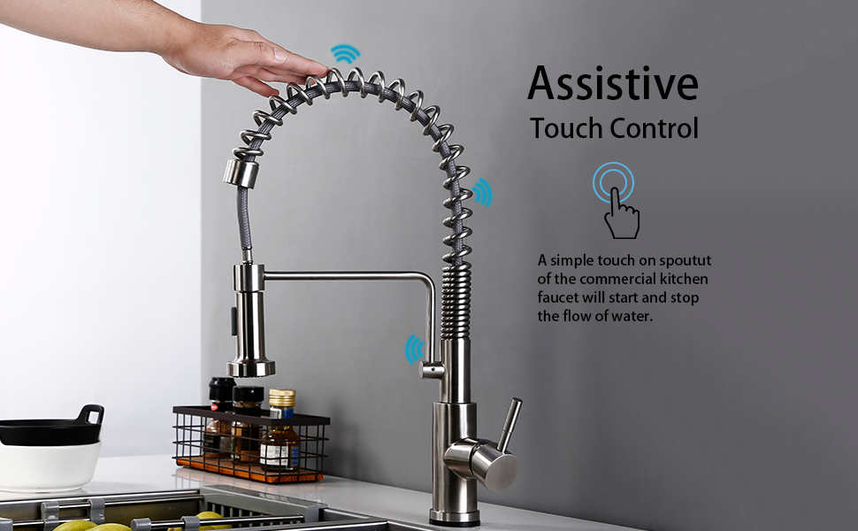 BAGNOLUX Touch On Kitchen Faucets with Pull Down Sprayer, Single Handle