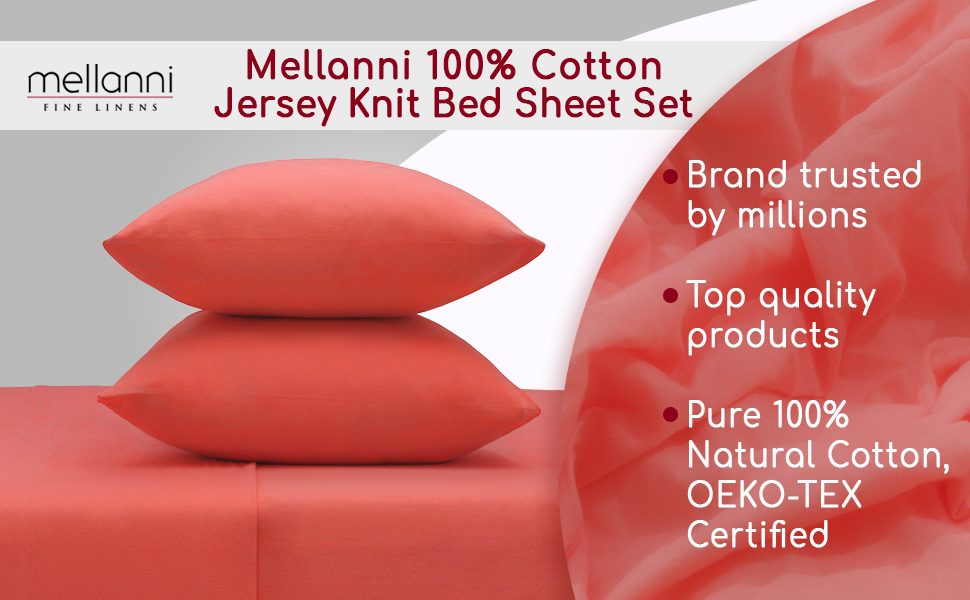 Mellanni Queen Jersey Knit Sheet Set 4 pc Luxury 100