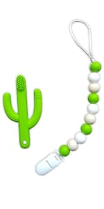 green cactus clip teether