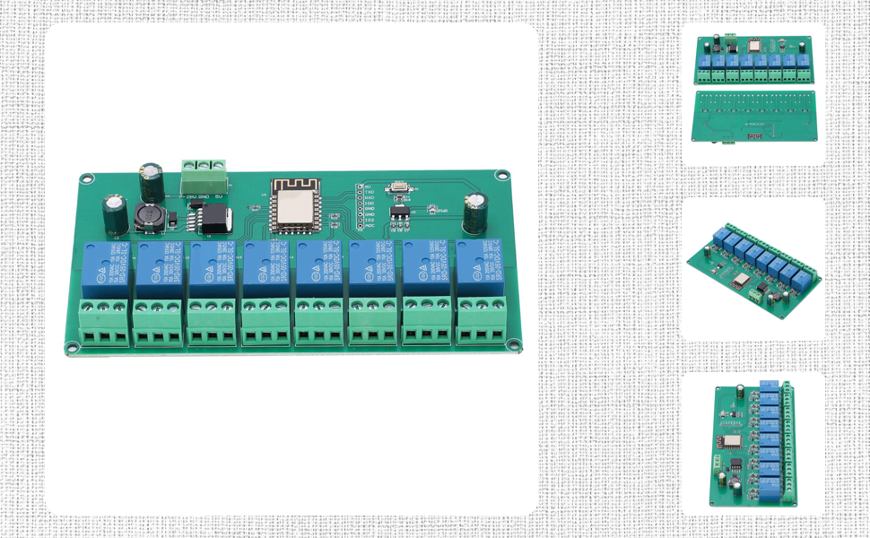 ESP8266 Relay Module WiFi 8‑Channel Development Board DC 7‑28V / 5V PCB Relay Module for Smart Home 