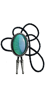 Bolo Tie with Natural Cat Eyes Stone Turquoise Stone Style 