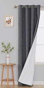 Deconovo Faux Linen Total Blackout Curtains Grommets Thermal