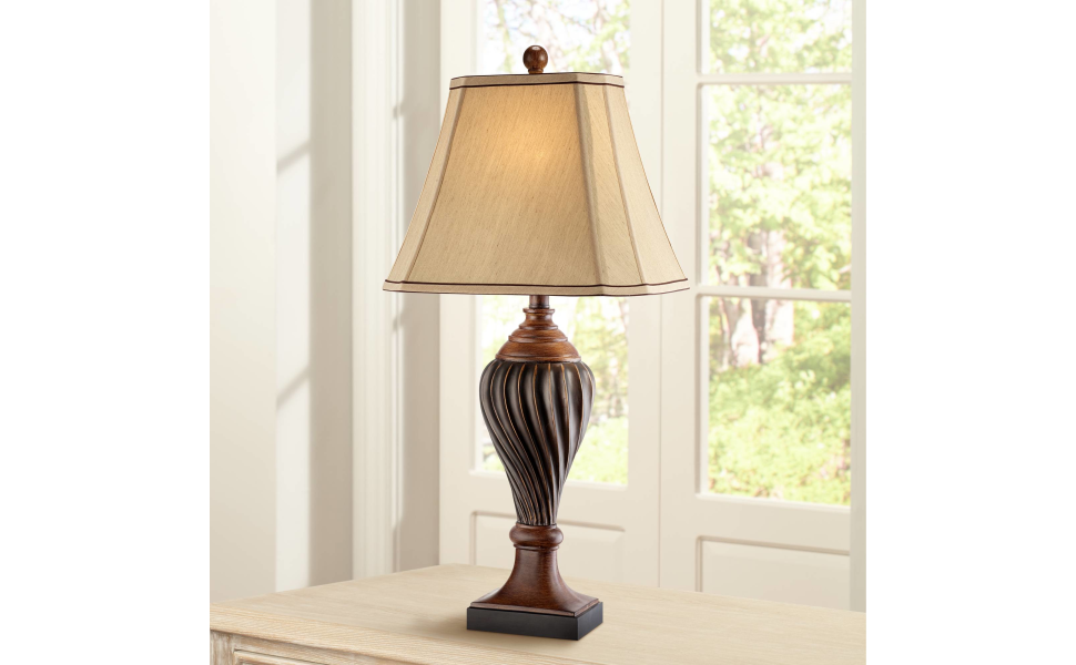 Regency Hill Traditional Style Table Lamp 28.5" Tall Carved Two Tone