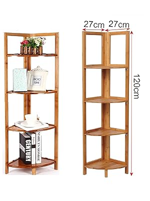 WOLTU Scaffale In Bambù Fioriera Mensola A 4 Ripiani Per Cucina Libreria Bamboo 11 1