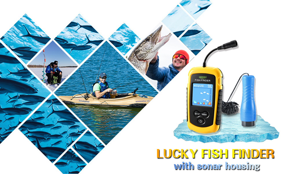 LUCKY Portable Fish Finder Fish Detector Device Handheld Depth Finder
