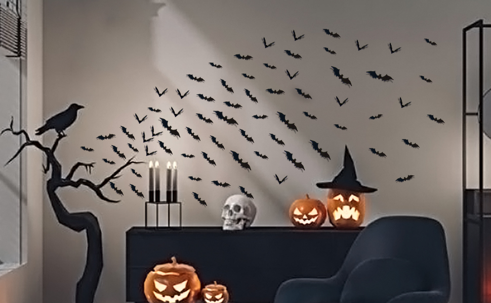 Ivenf Halloween Decorations Bat Wall Decals Stickers Decor