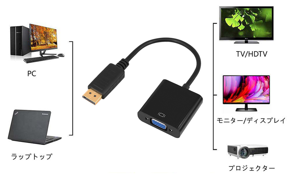 Amazon.co.jp: DisplayPort to VGA 変換 ケーブル DP to VGA