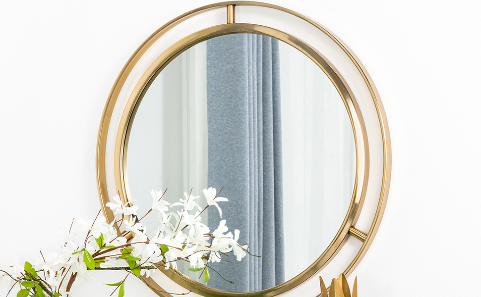 glitzhome 28" Decorative Wall Mirrors Modern Deluxe Metal