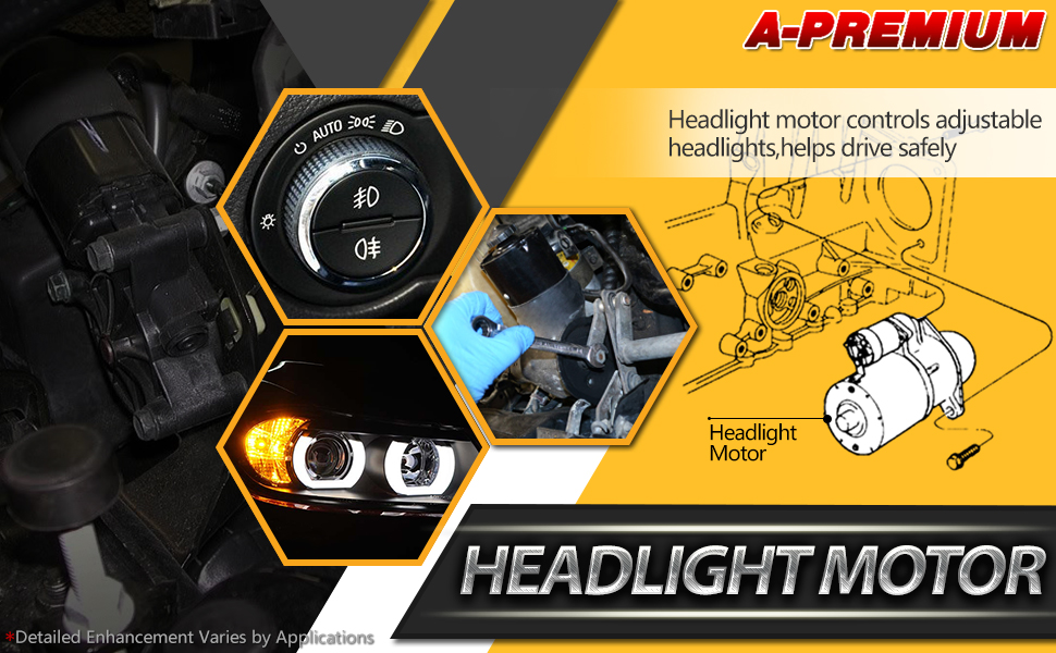 APremium 2PC Left & Right Headlight Headlamp Motor Compatible with