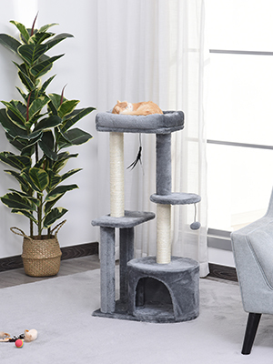PawHut Cat Multi-Activity Tree Tower with Perch House, Scratching Post, Play Ball 13 a