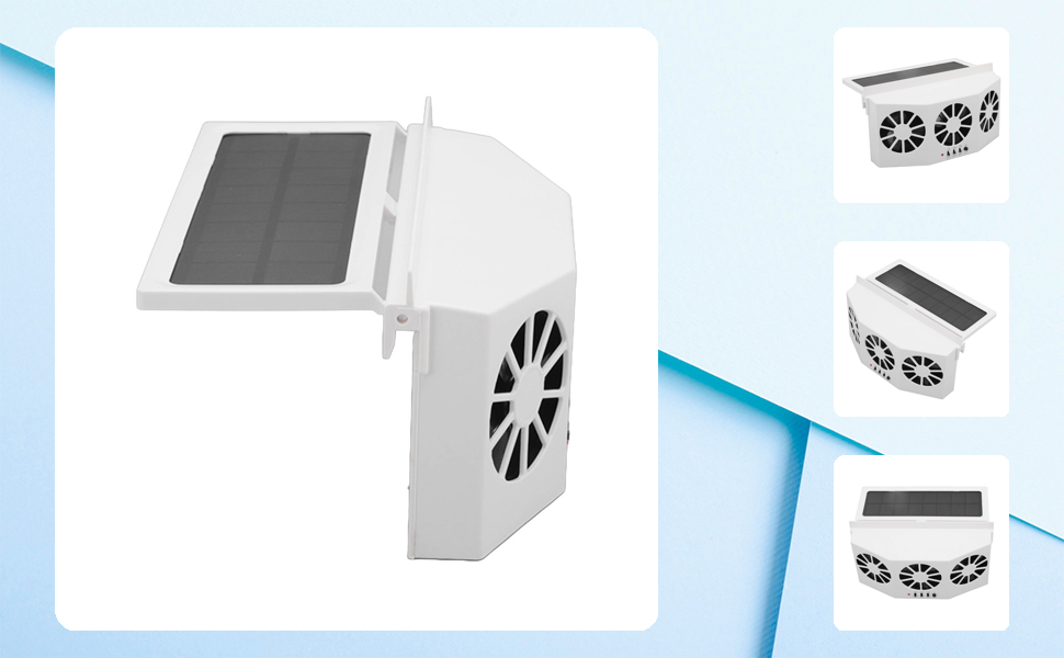 Luqeeg 3 Fans Solar Powered Car Cooler, Large Wide Angle, Portable Car Exhaust Ventilation Fan, Deodorant and Energy Saving, with Solar Location Outside The Window, White 21 3114220061411-1