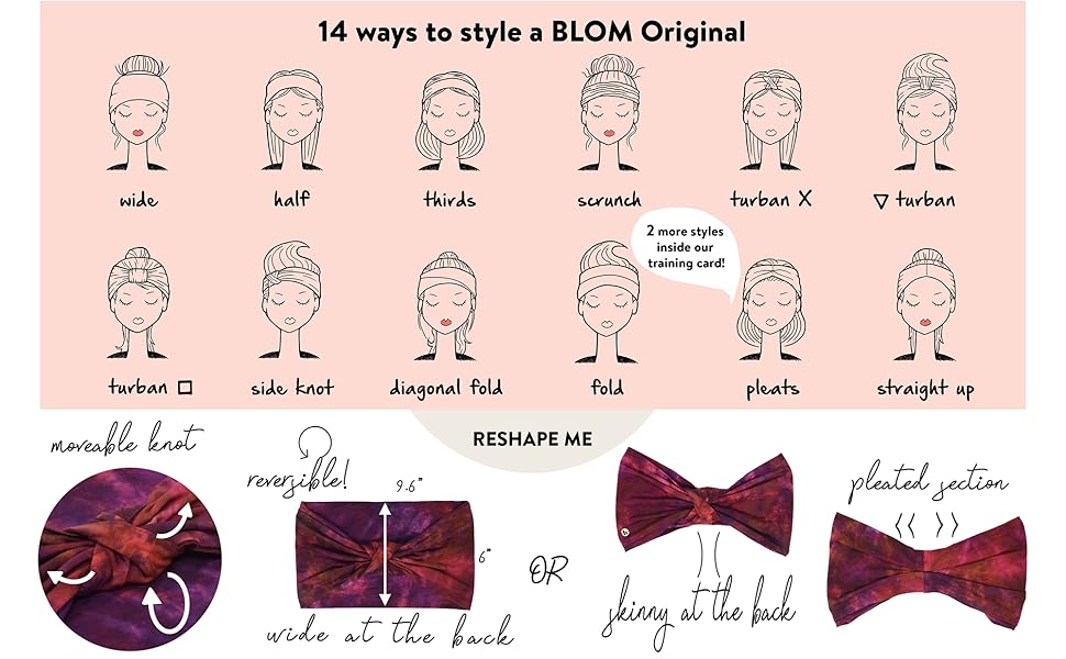 Headbands tie dye sports fashion workout womens women multistyle wide knot turban colorful bandana