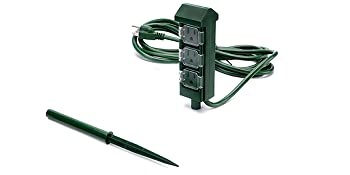 BESTTEN 3-Outlet Outdoor Power Stake with Separated Protective Cover