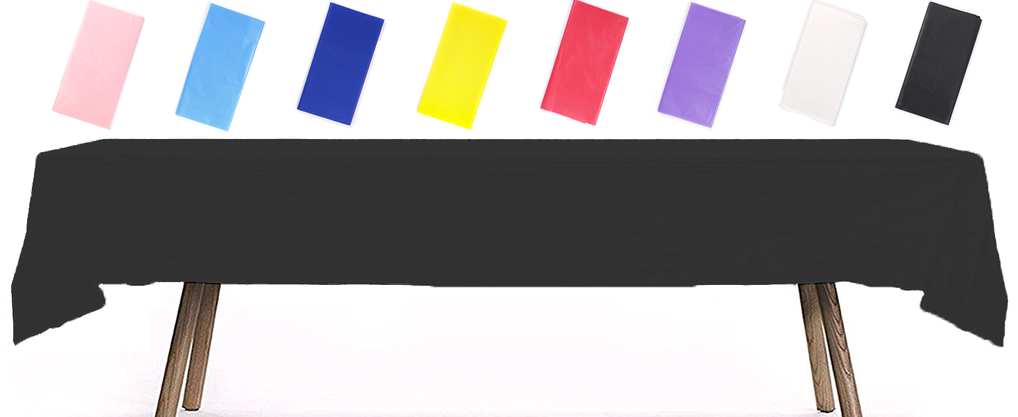 PartyWoo Black Tablecloth, 54 x 108 Inch Rectangle Tablecloth, Plastic