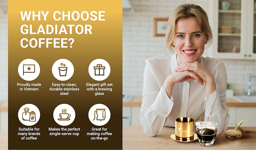 Vietnamese Coffee Maker Filter Phin, Small French Press Portable Cup, Single Serve Coffee Makers