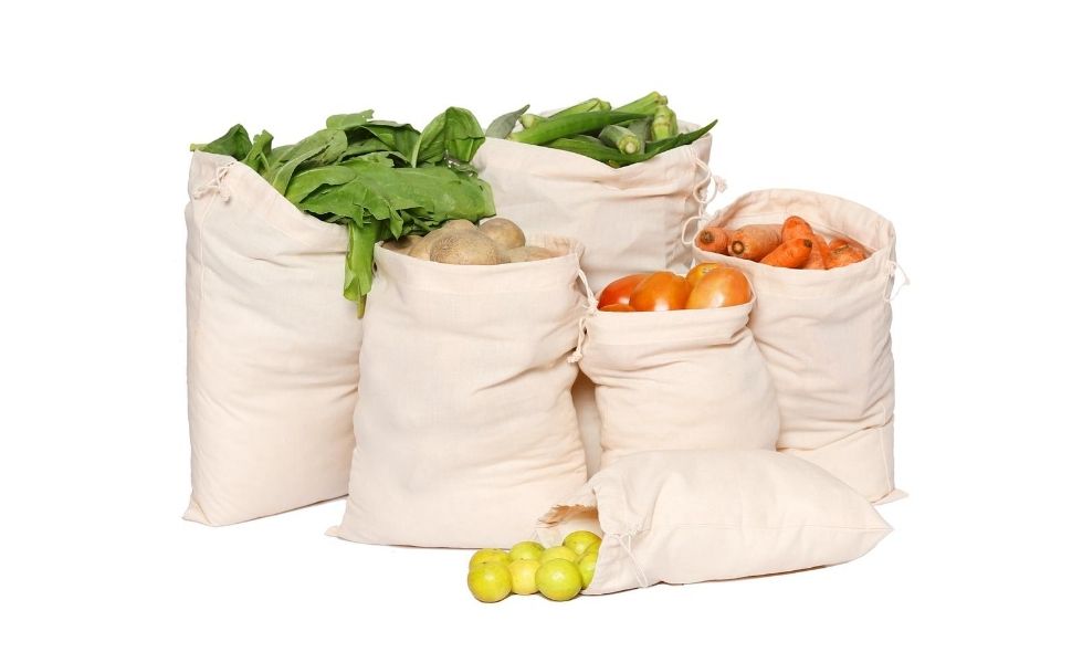 greenmile set of 6 vegetable net mesh bags fridge reusable washable storage organic cotton produce